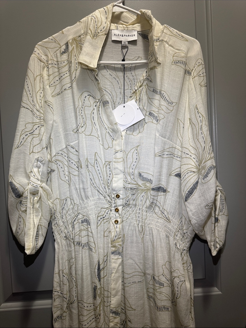 Parker Cream Floral Button-Front Shirt Dress